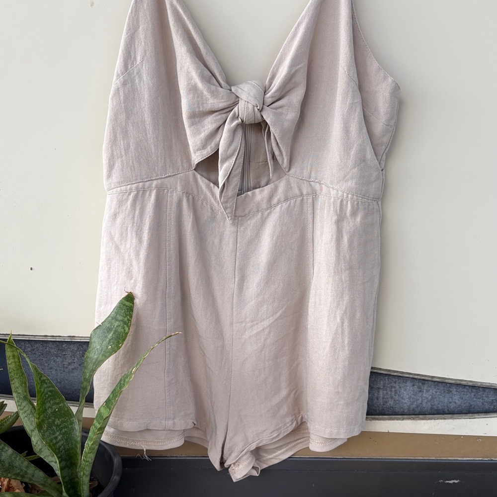 Cotton Candy Beige Sleeveless Romper